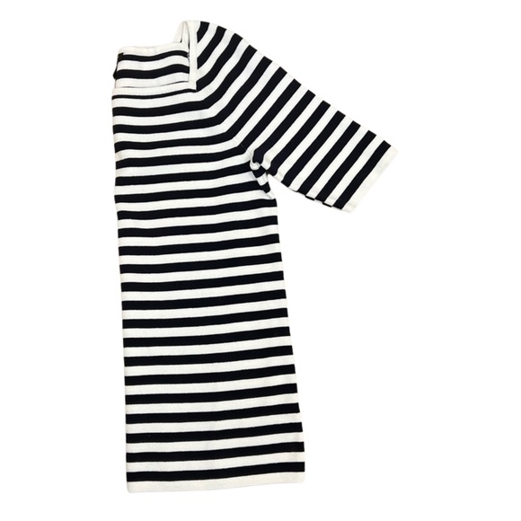Talbots Black & White Stripe Petite Nautical Elbow Sleeve Sweater Size: MP - Picture 2 of 7